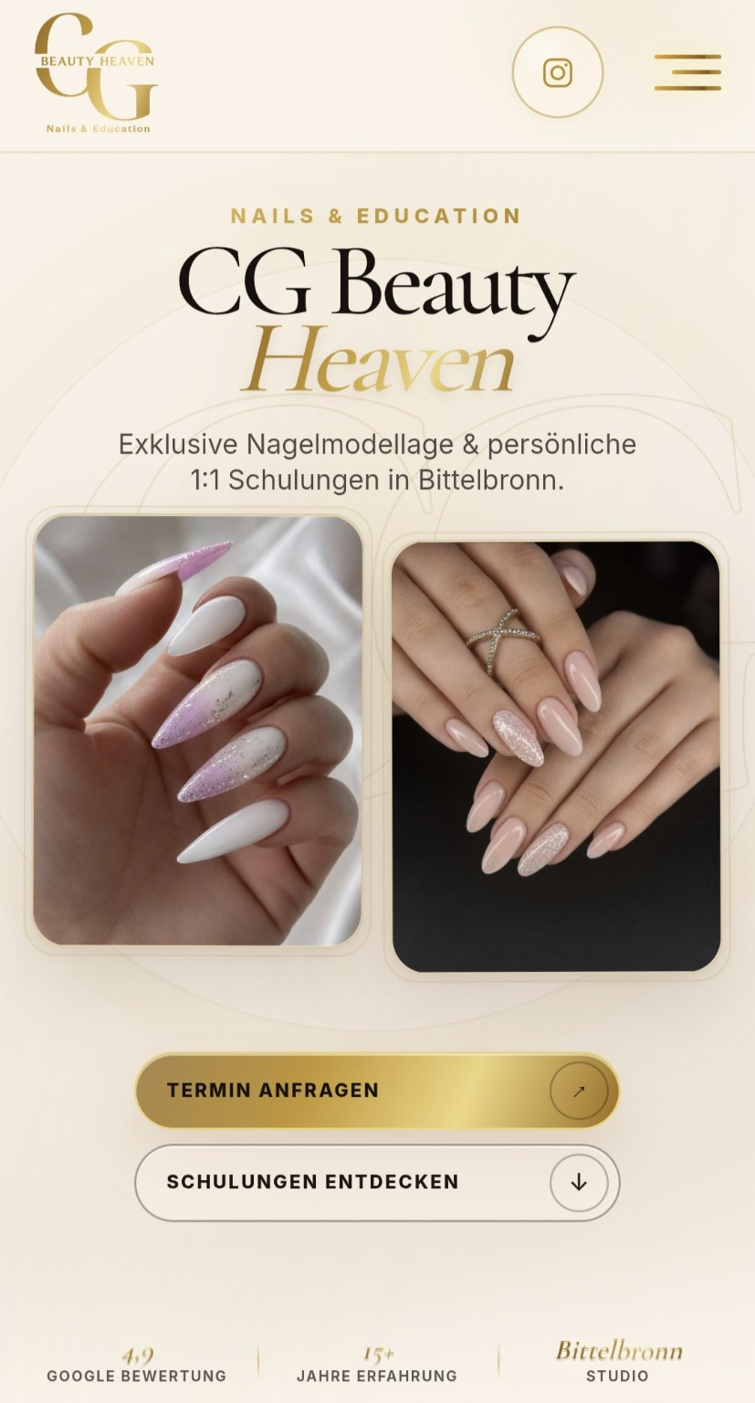 CG Beauty Heaven – Mobilansicht des Projekts